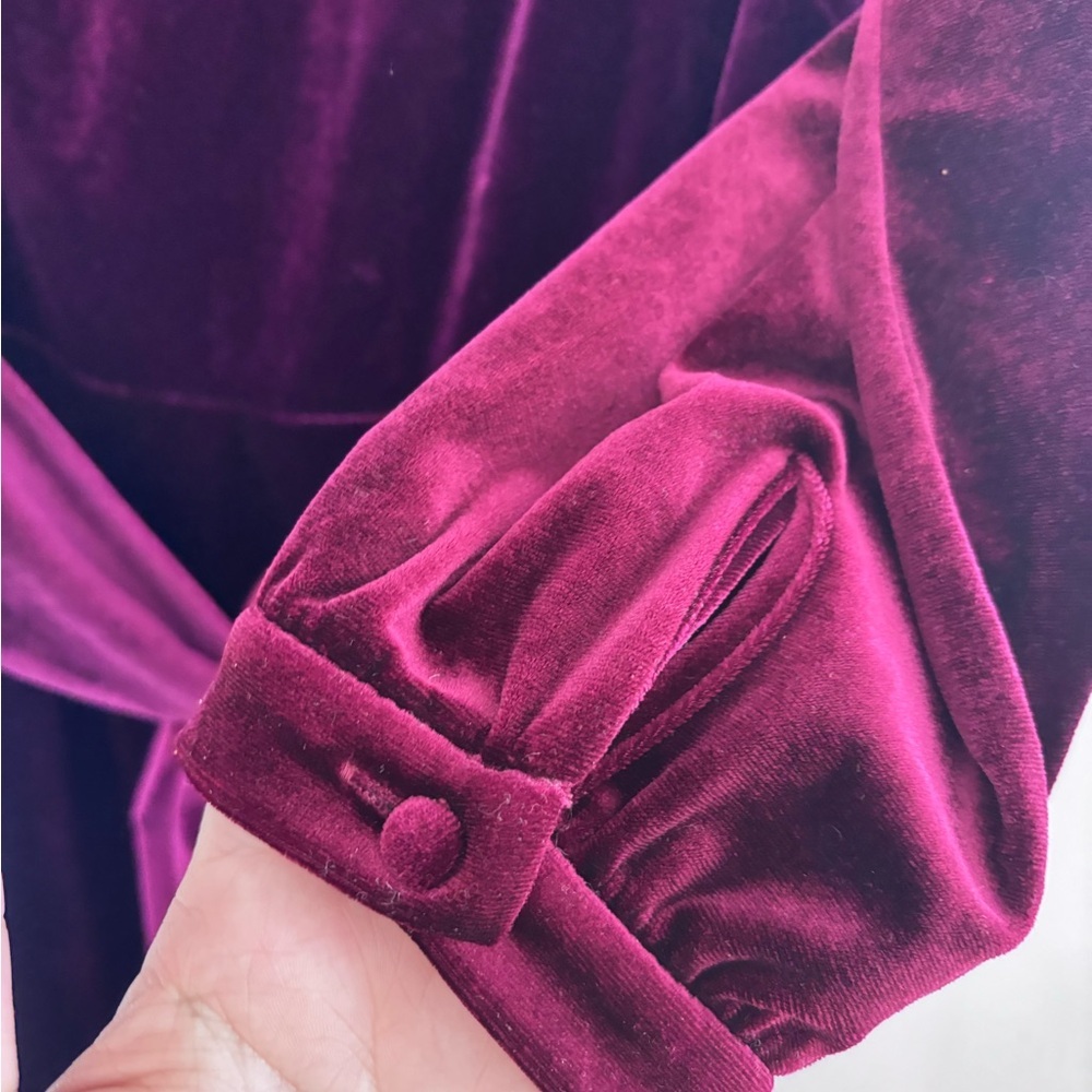 Boden Rich Burgundy Long Sleeve Velvet Dress - Picture 9 of 10